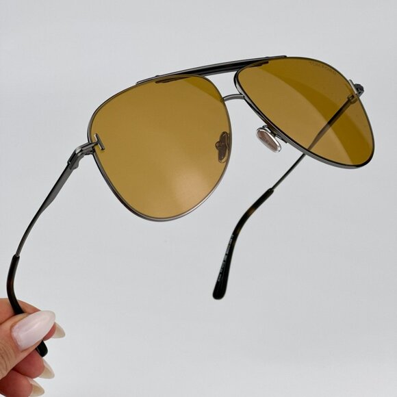 Tom Ford FT1018/S 08E BRADY BRAND NEW Sunglasses Shiny Anthracite Silver Unisex - Picture 2 of 13